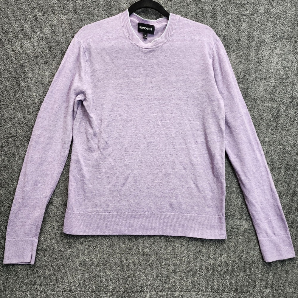 Bonobos 100% Linen Crewneck Sweater Men Medium Purple Preppy Minimalist Coastal